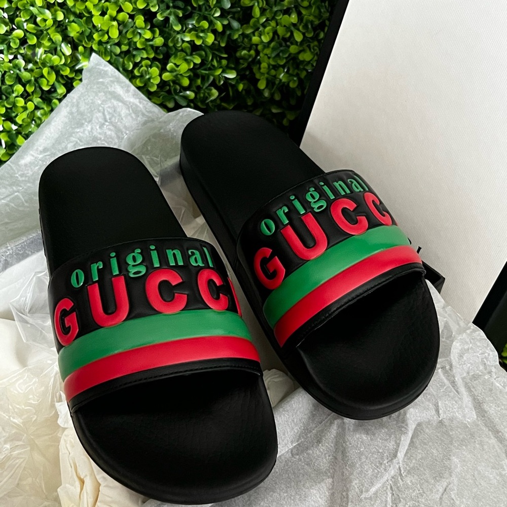 Firm on price New Gucci Logo Men’s Slide size 8 - Picture 2 of 9